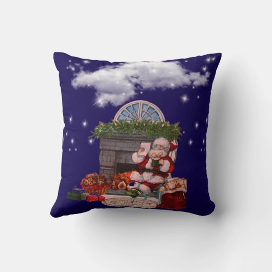 Throw Pillow Santa Claus Christmas tree  クッション (裏面)