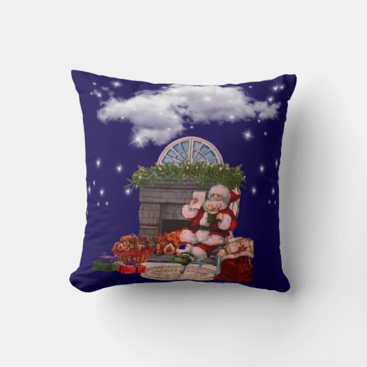 Throw Pillow Santa Claus Christmas tree  クッション (正面)