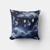 Throw Pillow – Silver Celestial Moon Design クッション (正面)