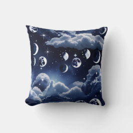 Throw Pillow – Silver Celestial Moon Design クッション