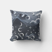 Throw Pillow - Sky Grey Celestial Moon Phases クッション (正面)