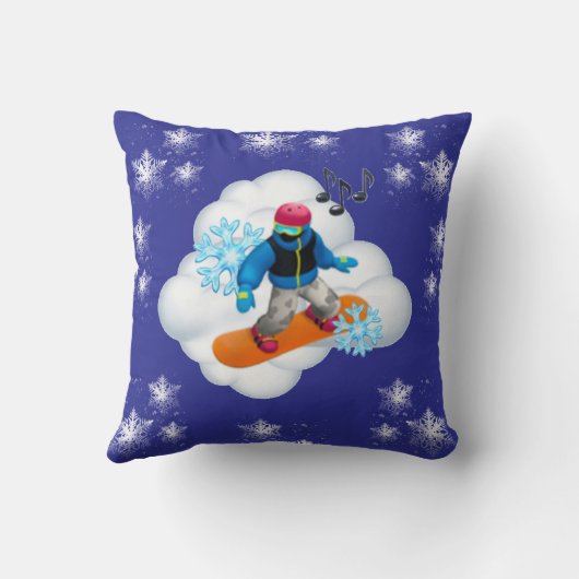 Throw Pillow Snowboarding mood  クッション (裏面)