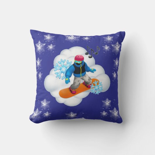 Throw Pillow Snowboarding mood  クッション (正面)