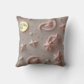 Throw Pillow - Soft Beige Blush Celestial Moon クッション (裏面)