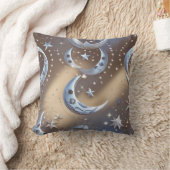 Throw Pillow - Soft Beige Silvery Blue Celestial  クッション (ブランケット)