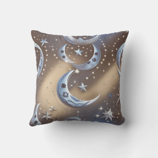 Throw Pillow - Soft Beige Silvery Blue Celestial  クッション (裏面)