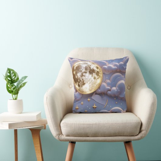 Throw Pillow - Soft Gold Pale Blue Lavender クッション (椅子)