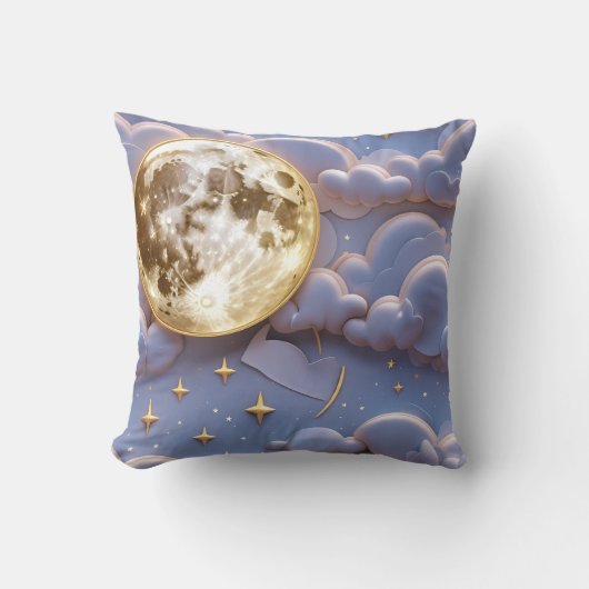 Throw Pillow - Soft Gold Pale Blue Lavender クッション (正面)