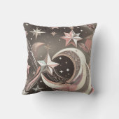 Throw Pillow - Soft Taupe Rose Celestial Moon クッション (裏面)