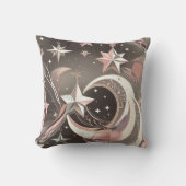 Throw Pillow - Soft Taupe Rose Celestial Moon クッション (正面)