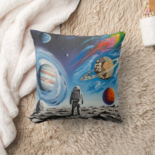 Throw Pillow, space man クッション (ブランケット)