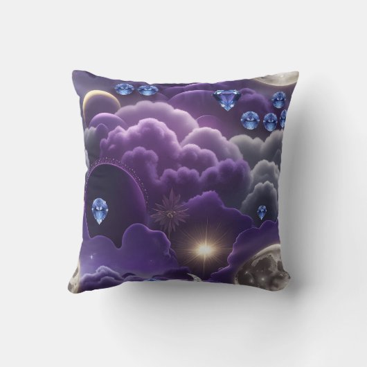 Throw Pillow - Tanzanite Diamond Celestial Moon クッション (裏面)