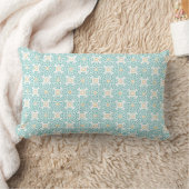 Throw Pillow Teal & Gold Arabesque Decorative Cush ランバークッション (ブランケット)