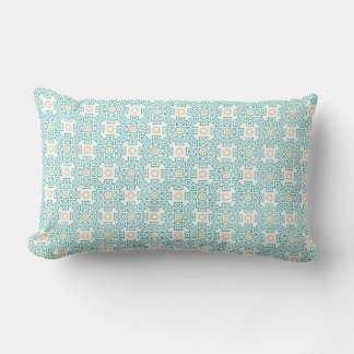 Throw Pillow Teal & Gold Arabesque Decorative Cush ランバークッション