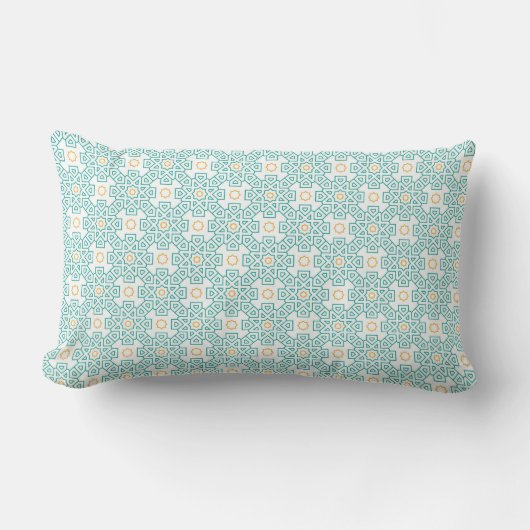 Throw Pillow Teal & Gold Arabesque Decorative Cush ランバークッション (正面)