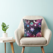 Throw Pillow - Tourmaline Opal Celestial Moon クッション (椅子)