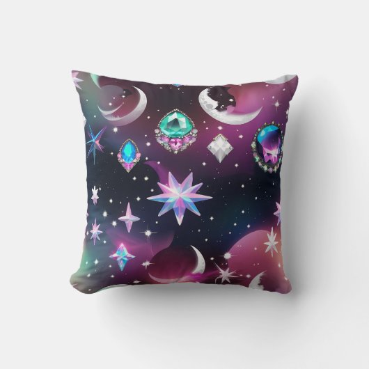 Throw Pillow - Tourmaline Opal Celestial Moon クッション (正面)