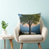 Throw Pillow Tree, Green Land, Sea, Sky & Mountain クッション (椅子)