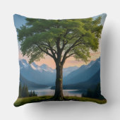Throw Pillow Tree, Green Land, Sea, Sky & Mountain クッション (裏面)