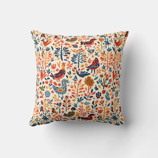 Throw Pillow | Tribal Folk Decorative Cushion | クッション (裏面)