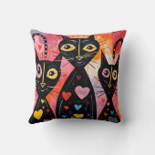 Throw Pillow Valentine's Day Cat Red Hearts クッション (裏面)