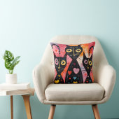 Throw Pillow Valentine's Day Cat Red Hearts クッション (椅子)