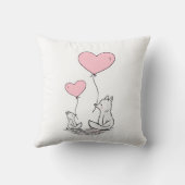 Throw Pillow Valentine's Day Foxy Pink Hearts クッション (裏面)