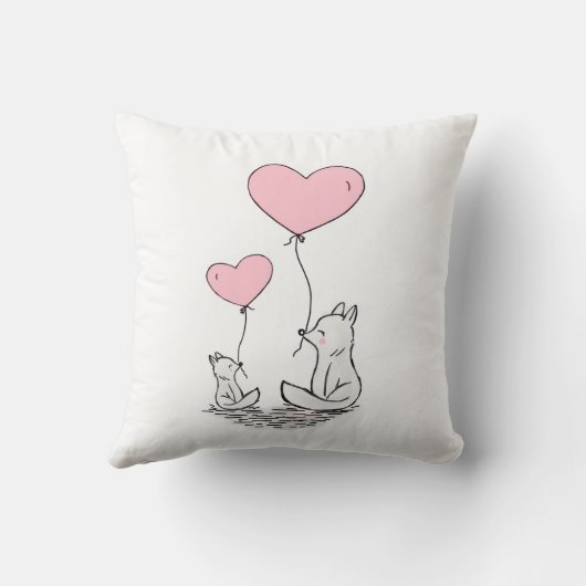 Throw Pillow Valentine's Day Foxy Pink Hearts クッション (裏面)