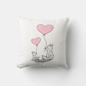 Throw Pillow Valentine's Day Foxy Pink Hearts クッション (正面)