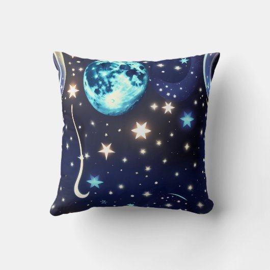 Throw Pillow - Velvet Navy Celestial Moon クッション (裏面)