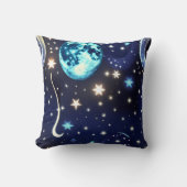 Throw Pillow - Velvet Navy Celestial Moon クッション (正面)