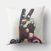 Throw Pillow – Victory Peace & Love Pop-Art Design クッション (裏面)