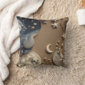Throw Pillow - Warm Beige Celestial Moon クッション (ブランケット)