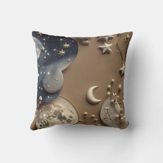 Throw Pillow - Warm Beige Celestial Moon クッション (裏面)