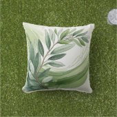 Throw Pillow | Watercolor Olive Branch I アウトドアクッション (芝生)