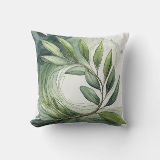 Throw Pillow | Watercolor Olive Branch II アウトドアクッション