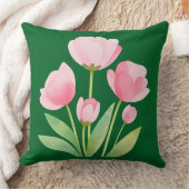 Throw Pillow Watercolor Spring Flowers on Green クッション (ブランケット)