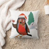 Throw pillow with Christmas Cheers Robin design クッション (ブランケット)