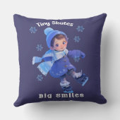 Throw Pillow with Cute Little Cartoon Skating Girl クッション (裏面)