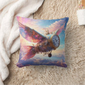 Throw pillow with fantastical wing with clock face クッション (ブランケット)