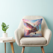 Throw pillow with fantastical wing with clock face クッション (椅子)