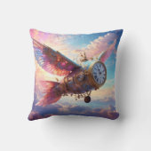 Throw pillow with fantastical wing with clock face クッション (裏面)