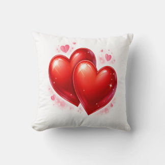 Throw Pillow with hearts, decorative element クッション