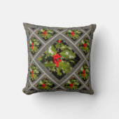Throw Pillow with Holiday Holly クッション (正面)