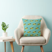 Throw pillow with olive blossom on teal background クッション (椅子)