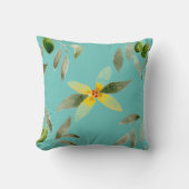 Throw pillow with olive design on light teal クッション (正面)