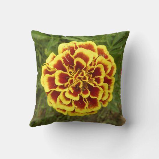 Throw Pillow With Picture Of Marigold On It クッション (裏面)