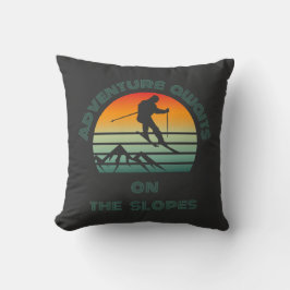 Throw Pillow with skiing design クッション