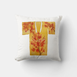 Throw pillow with yellow and red nagajuba design クッション