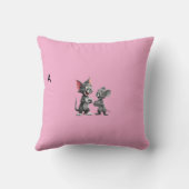 Throw PillowCute Cartoon Cat and Mouse Friends Aes クッション (裏面)